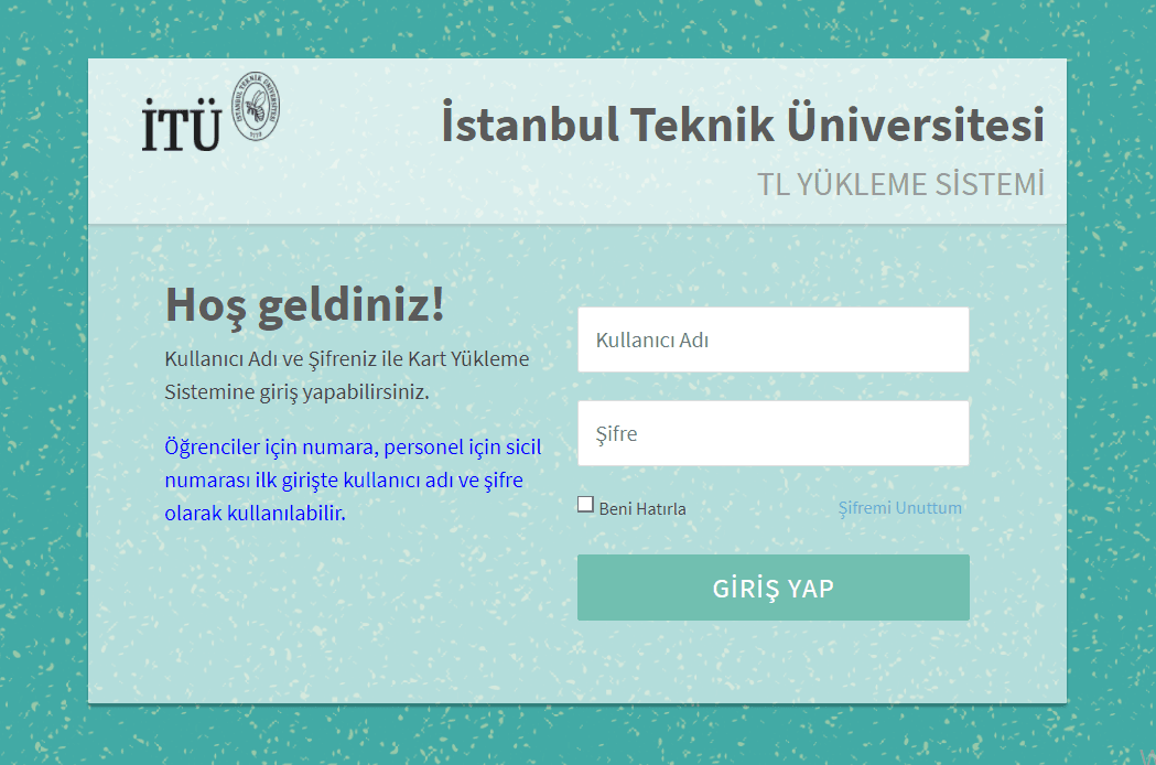 İTÜ kartına internet üzerinden para yükleme sistemi bozuldu