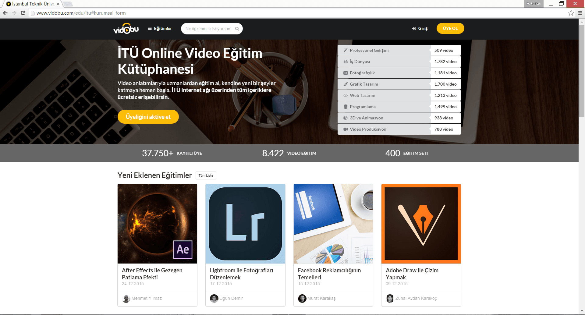 İTÜ ve Vidobu işbirliğiyle; yeni video eğitim kütüphanesi