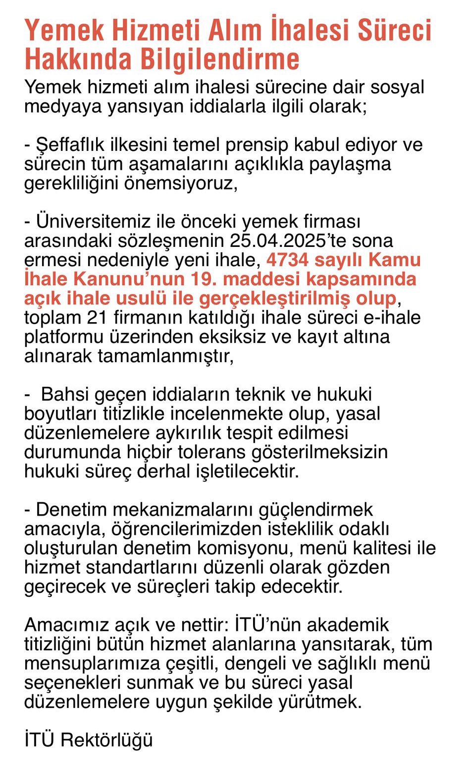 Tepkiler üstüne 1 Mayıs 2025 tarihinde yapılan açıklama