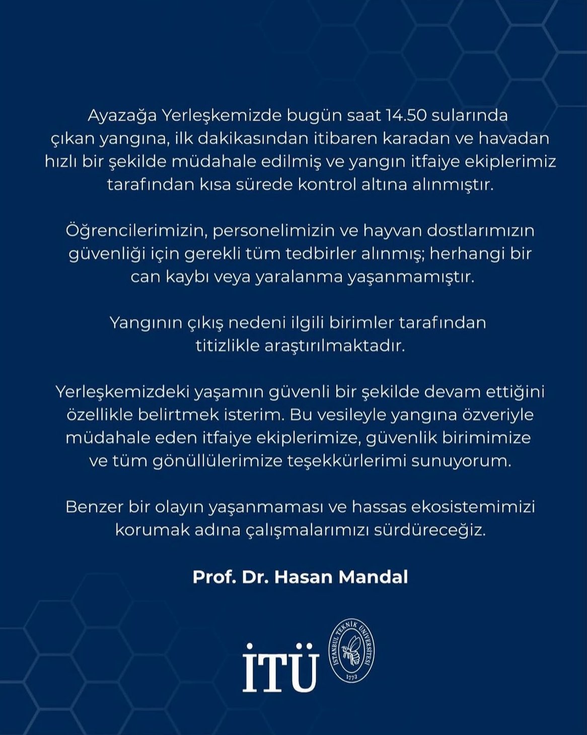 Hasan Mandal tarafından yapılan açıklama