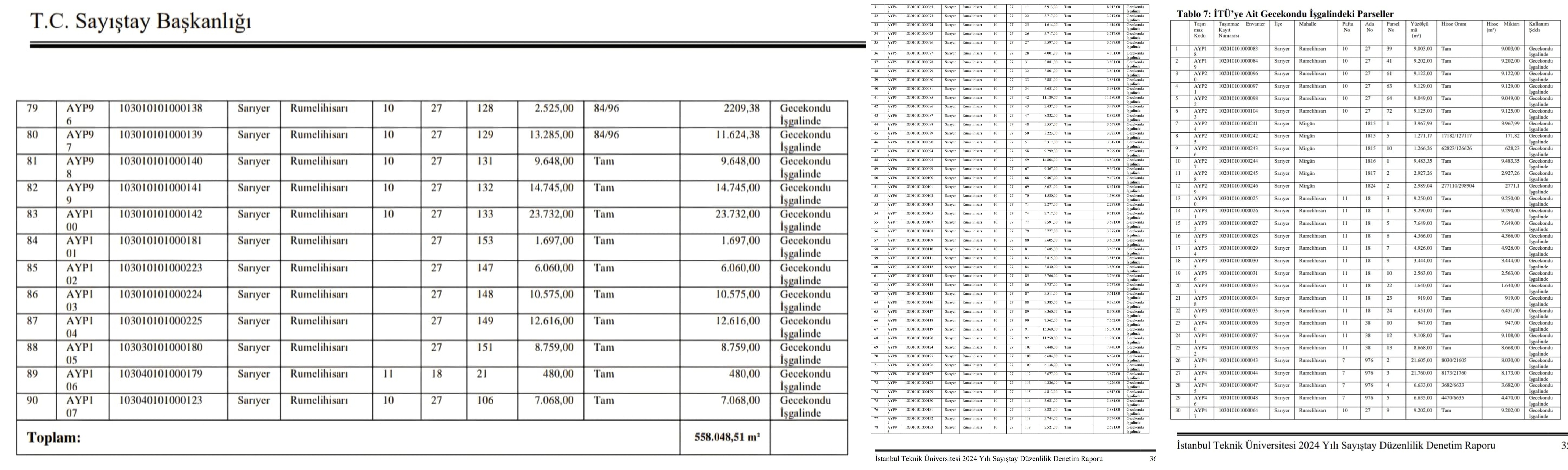 Sayıştay 2024 raporuna ait veriler