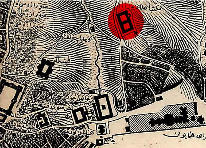 1851 tarihli Moltke Haritası'nda yer alan Ma&ccedil;ka Kışlası